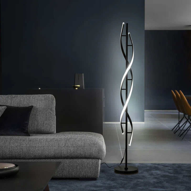 60" Led Novelty Floor Lamp Dimmable Floor Lamps with Remote Control Spiral Contemporary Floor Lamp for Bedroom Living Room